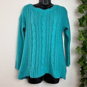 Faded Glory Teal Turquoise Knit Sweater Size M